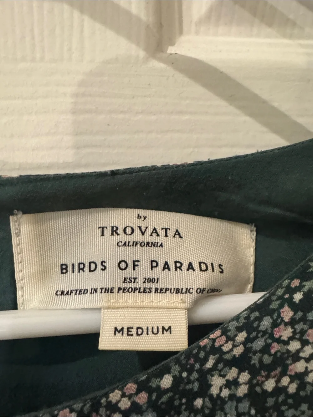Trovata Birds of Paradis Dark Green Floral Tie-Waist Mini Dress Size Medium